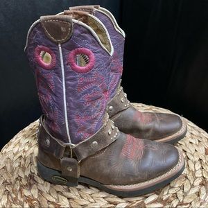 Bufalito cowgirl boots purple pink blue brown